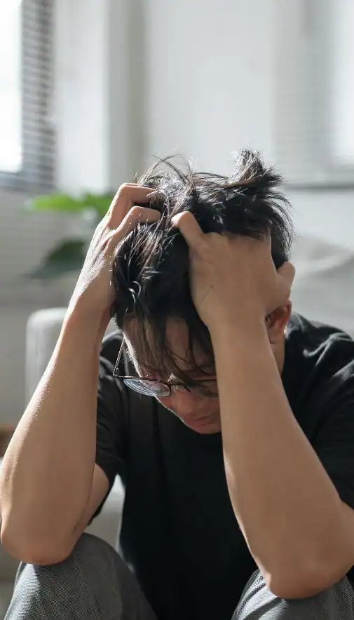 Image of upset man because of erectile dysfunction symptoms Leeds